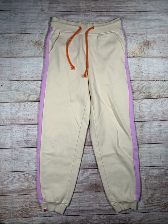 Lego Pants - Lego Cream Joggers with Lavender Side‎ Stripes and Orange Drawcord